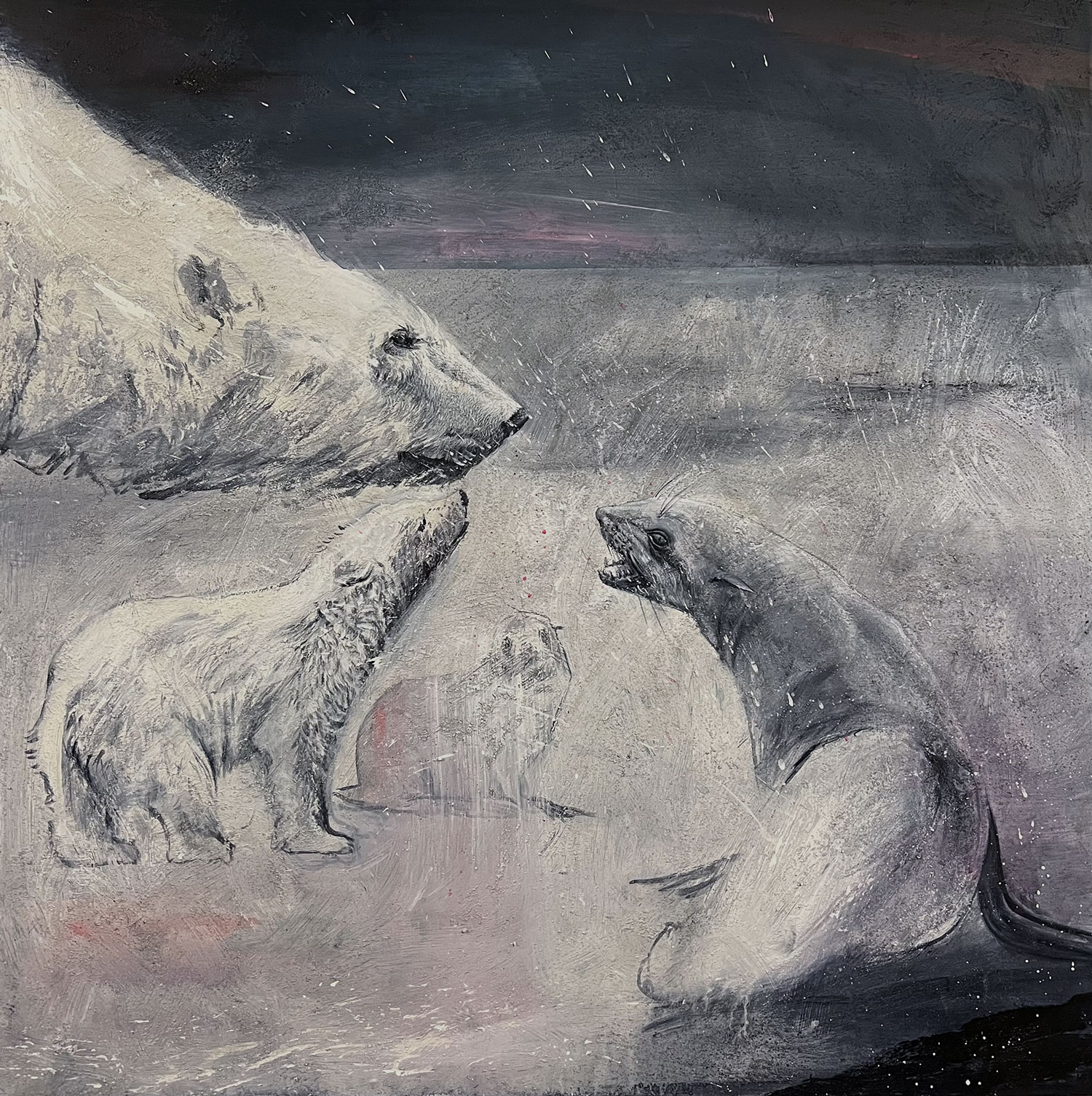 Adrian Stoleriu: Jocuri de putere, 100x100cm, 2020